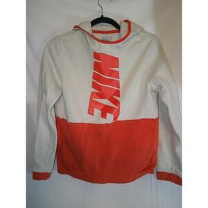 Vintage‎ Nike Hoodie Kids L Orange & White Pullover Sweatshirt Athletic Apparel
